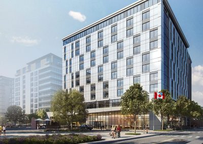 Perspective l'implantation de l'hôtel Hilton au coeur de Westbury Montréal