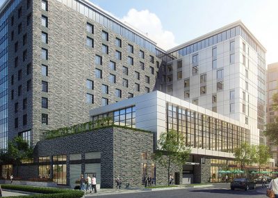 Perspective l'implantation de l'hôtel Hilton au coeur de Westbury Montréal