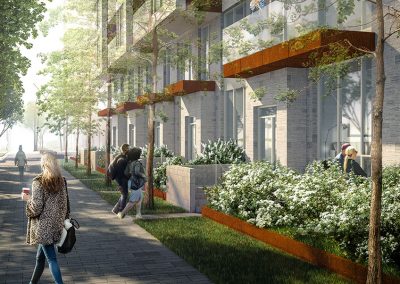 Vue de piéton dans le projet Westbury Montréal