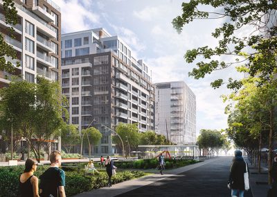 Vue du projet Westbury Montréal et du parc central